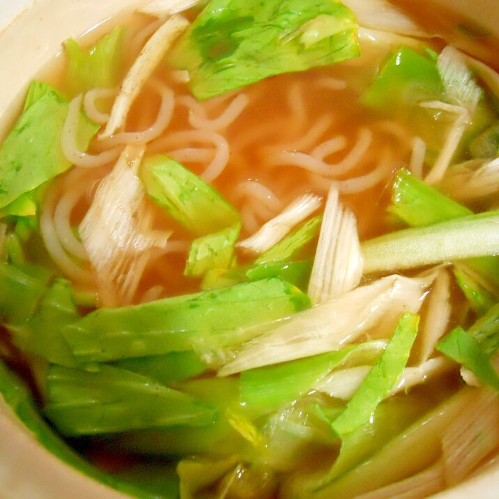 白滝と青梗菜　ピリから中華スープ